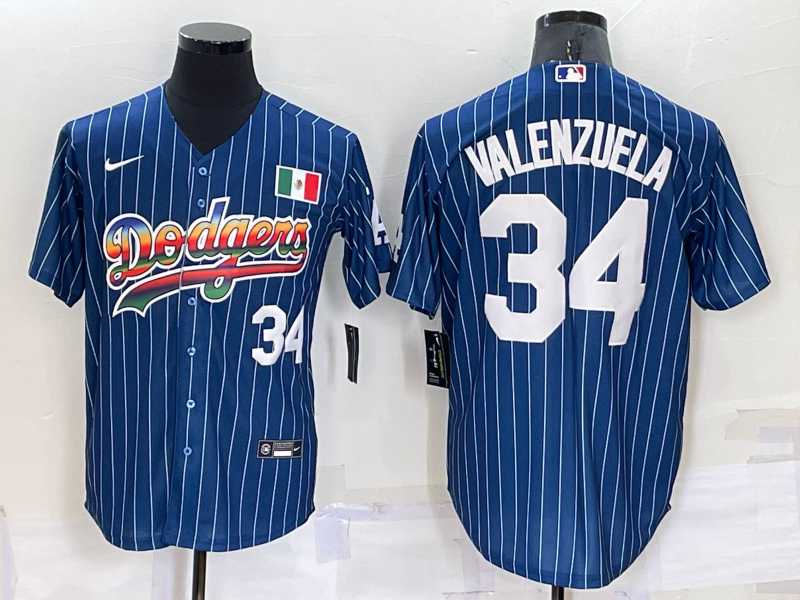 Los Angeles Dodgers #34 Fernando Valenzuela Number Rainbow Blue Red Pinstripe Mexico Cool Base Nike Jersey,We sell and wholesale Los Angeles Dodgers #34 Fernando Valenzuela Number Rainbow Blue Red Pinstripe Mexico Cool Base Nike Jersey on line form chian!